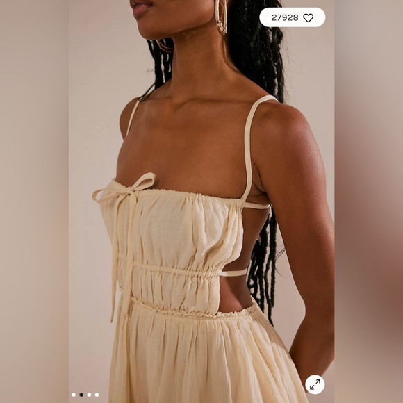 SOLD — Free People NWT | Taking Sides Shirred Tiered Cotton Mini Dress Ivory - Picture 8 of 12